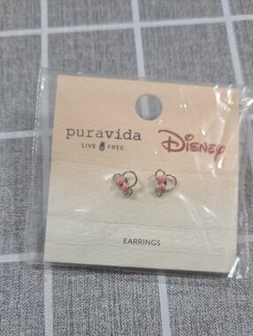 Pura Vida Disney Pink and Silver Minnie Mouse Earrings